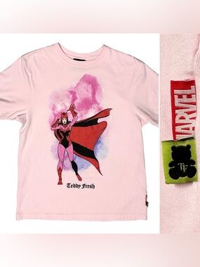 Teddy Fresh x Marvel Scarlet Witch Comic Pink T-Shirt Pop Culture Small